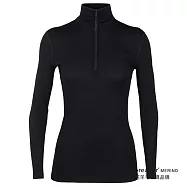 【紐西蘭Icebreaker 】女 Oasis 半開襟長袖上衣-BF200 /IB104380 (美麗諾羊毛)M黑