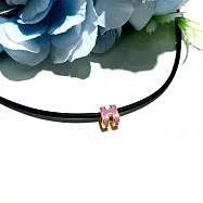 【Eli Jewelry】彌月寶寶滿月禮 紫色琺瑯H墜黃金墜頭 墜子 黃金墜子(附金飾保證卡 黃金 重0.20錢)