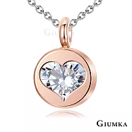 GIUMKA單鑽鎖骨鍊白鋼項鍊優雅甜心愛心女短鍊 包鑲系列 單個價格MN05073 45cm玫瑰金色款