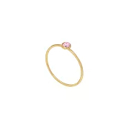 [SW 歐洲百年品牌訂製水晶] Snatch X MINIMENT迷你們 幸運水晶純鋼戒指 - 金色 4.公主輕粉紅(六月幸運色) - L 2.5號(內徑 1.35cm)