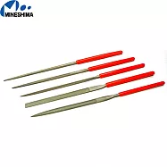 日本MINESHIMAミネシマ模型中目挫刀五入組H-16砂磨砂工具(平頭/四方尖頭/三角/圓柱/半圓)打磨器研磨器