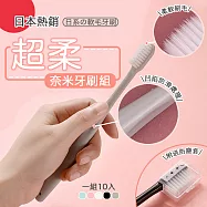 日本熱銷超柔奈米牙刷組(2袋20入)可愛粉/奶白色/抹茶綠/簡約灰 4色隨機