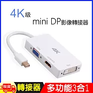 多功能mini DP轉HDMI/DVI/VGA 3合1轉換器(4K)
