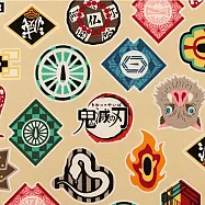 鬼滅之刃 印花布料圖騰米色