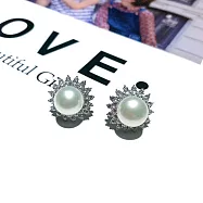 【I JEWELRY】頂級手工純銀訂製系列 貴氣奢華太陽花大珍珠純銀耳環 珍珠耳環 (附純銀保證卡 禮物包裝)