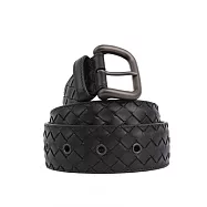BOTTEGA VENETA 牛皮編織皮帶(黑色)(90CM/36" 寬4cm)