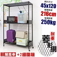【居家cheaper】高荷重 圍籬款 45X120X216CM 菱形網三層推車
