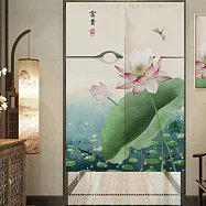 【巴芙洛】富貴吉祥系列長門簾風水簾85cm*180cm_荷花小橋/一片式風水簾