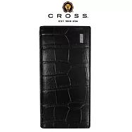 【CROSS】台灣總經銷 限量1折 頂級小牛皮鱷魚紋22卡1零錢袋長夾 全新專櫃展示品 (黑色 贈禮盒提袋)