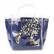 mis zapatos 小花長裙 透明可拆防水手提包藍色