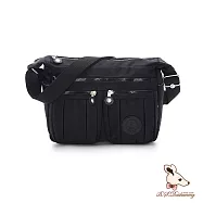 B.S.D.S冰山袋鼠 - 時光旅人 - 知性造型多層斜背包【B5035-2K】 黑色