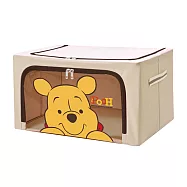 [收納王妃] 迪士尼 米奇/維尼系列 牛津布摺疊 22L 收納箱 堅固耐用 雙視窗 正版授權米色/大頭維尼