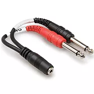 美國HOSA TECHNOLOGY母TRS 3.5mm轉雙公 6.35mm TS音源轉接器YMP-434(將立體聲分離成左右單聲道;輸入TRS轉TS輸出)Y型音源線