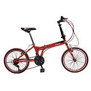 BIKEONE T1 20吋21速折疊車美感雙色塗裝與亮眼的方管車架設計剛性Q度顏值都剛好小型佳作通勤工具紅色