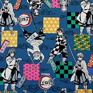 鬼滅之刃 印花布料 鬼滅之刃人物角色-深藍