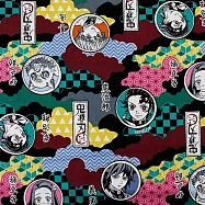 鬼滅之刃 印花布料 鬼滅之刃人物頭-黑底