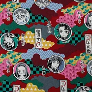 鬼滅之刃 印花布料 鬼滅之刃人物頭-紅底