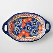 波蘭陶 仲夏紫蜜系列 雙耳長形深盤 31.5cm 波蘭手工製