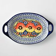 波蘭陶 古典花園系列 雙耳長形深盤 31.5cm 波蘭手工製