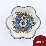 波蘭陶 紫花蔓藤系列 花型深盤 20cm 波蘭手工製