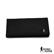 【SWORD PLAYER】經典牛皮對開式真皮男用長夾-黑