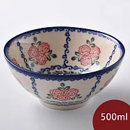 波蘭陶 漫野薔薇系列 中式麵碗 500ml 波蘭手工製