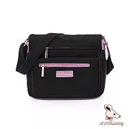 B.S.D.S冰山袋鼠 - BLACK魅惑 - 典雅拼接多夾層斜背包【U069-KU】 芋紫黑