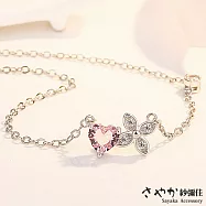 【Sayaka紗彌佳】純粹愛情四葉草造型愛心鑲鑽項鍊 -白金色