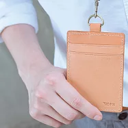 真皮革-焦糖咖啡,直式悠遊識別卡夾 識別證 識別證套 票卡夾 工作證套 (附牛皮掛繩) 皮繩顏色-焦糖咖啡