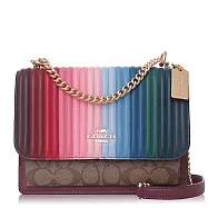 COACH 彩虹 絎縫皮革 / KLARE 小款 / 方型兩用包 (卡其紅)