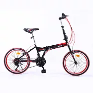 BIKEONE T1 20吋21速折疊車美感雙色塗裝與亮眼的方管車架設計剛性Q度顏值都剛好小型佳作通勤工具 黑色