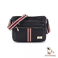 B.S.D.S冰山袋鼠 - 非常莓好 - 織帶拼接多隔層斜背包【8001-KR】 紅磚黑