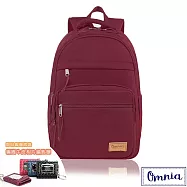 【OMNIA】買就送鑰匙包-輕旅行大容量收納款筆電後背包- 酒紅