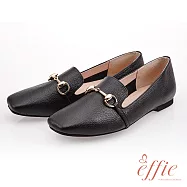 effie 艾菲小花園-經典馬銜釦樂褔平底鞋 US5.5 黑