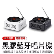 【黑膠唱片機造型】TWS立體聲藍牙音箱/藍牙喇叭(可串聯)二入 黑色+黑色