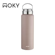 【WOKY 沃廚】提手輕芯鈦瓷易潔層保溫瓶800ml(3色可選) 奶茶色