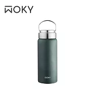 【WOKY 沃廚】提手輕芯鈦瓷易潔層保溫瓶500ML(4色可選) 夜幕綠