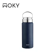【WOKY 沃廚】提手輕芯鈦瓷易潔層保溫瓶500ML(4色可選) 夜幕藍
