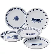 【知名瑞典陶藝家 Lisa Larson】染付五入14cm小盤禮盒組【日本製】