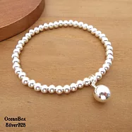 簡約亮眼圓球串珠925純銀手鍊.彈性手環 (彌月禮.嬰幼兒.成人可戴) 《附贈禮盒》 13cm (0-8歲)