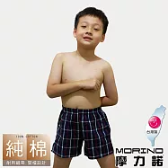 【MORINO摩力諾】兒童耐用織帶格紋平口褲/四角褲 M 丈青格紋
