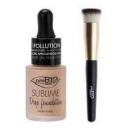 義大利puroBIO普羅碧歐-底妝刷具組+完美水潤裸光粉底液spf10(滴管式)19g 01Y白皙