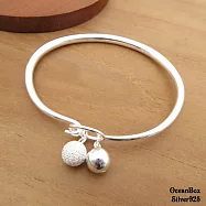 簡單可愛雙鈴噹球S990足銀純銀手環.可打開直接套入.附贈禮盒