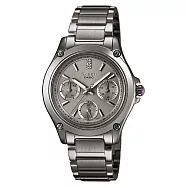 CASIO SHEEN系列 極簡典雅水晶三眼鑽錶-鐵灰