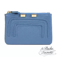 La Poche Secrete 簡約真皮實用零錢包鑰匙包- 天空藍