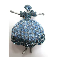 BILLY KING 貝麗晶 【天鵝湖芭蕾舞者系列-29】(BK229古銀色-藍鑽) 大芭蕾舞者水晶鑽二用胸針