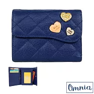 【OMNIA】7卡1照菱格小清新牛皮短夾(深藍)