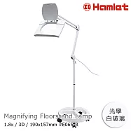 【Hamlet 哈姆雷特】1.8x/3D/190x157mm 方型大鏡面LED護眼檯燈放大鏡 落地輪架式【E065-R】