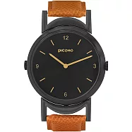 Twin 系列簡約雙錶面法國真皮錶帶手錶/TN-11701 黑色