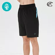 ADISI 童排汗抗UV運動短褲AP2111113 (120-160) (運動褲 吸濕排汗 快乾 透氣 防曬) 140 黑色/智能藍